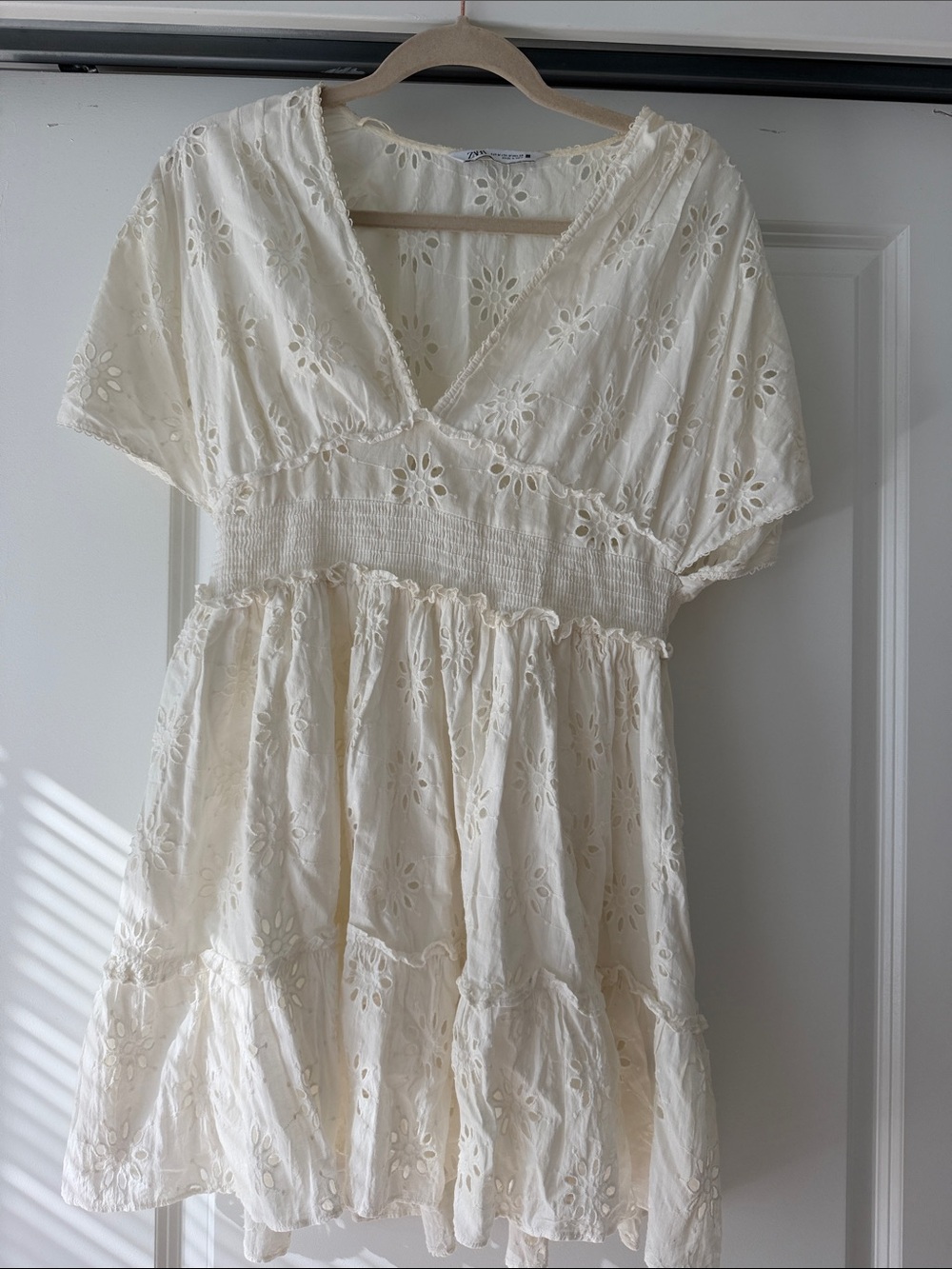 Zara Cream Eyelet Mini Dress